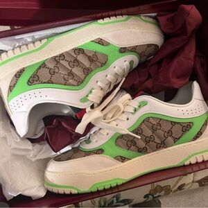 Gucci Lime Green and Cream Sneakers